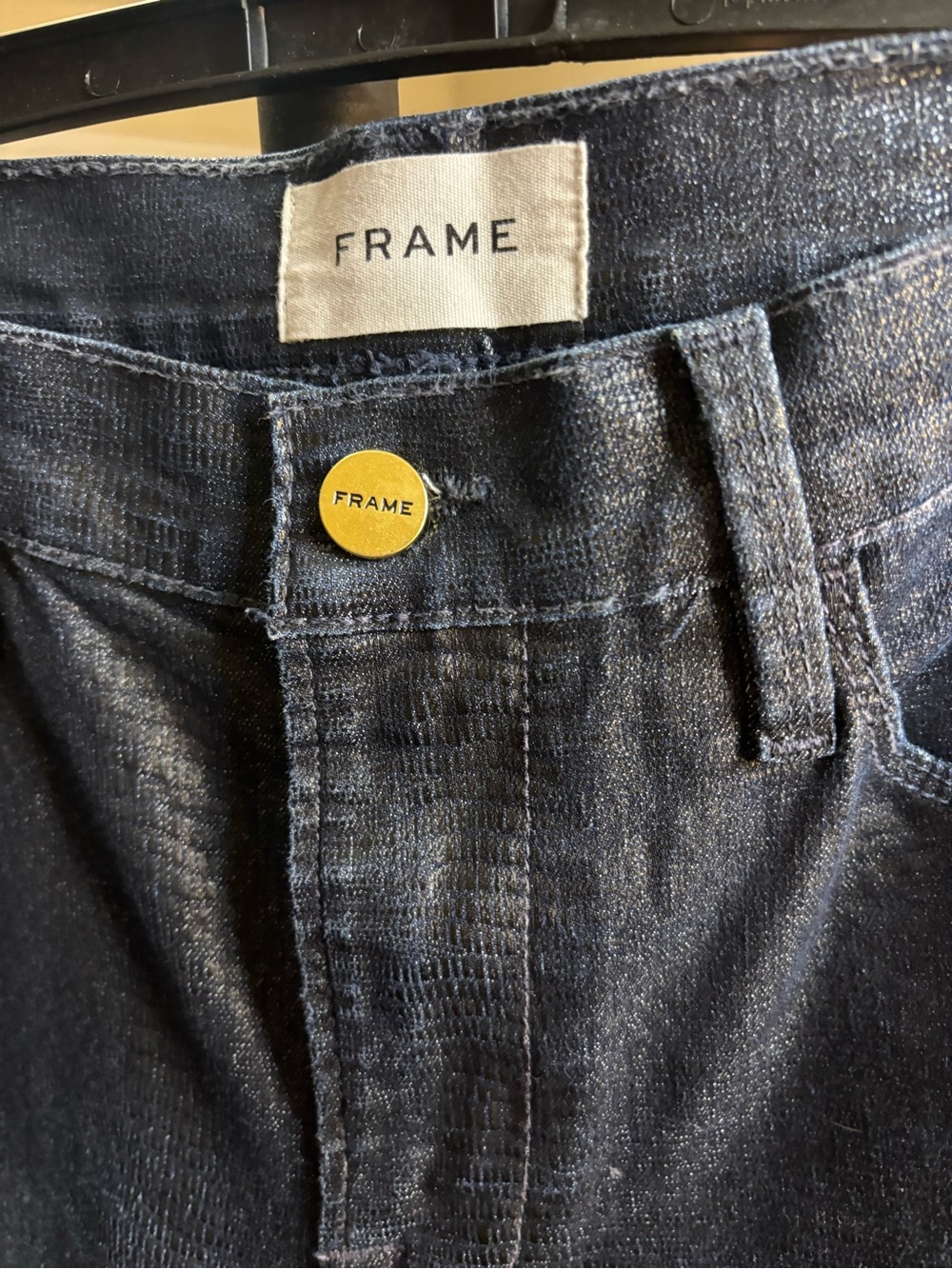 Frame Denim Black Shimmer Straight Leg Jeans - Picture 4 of 7